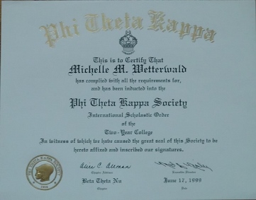 1999 – Phi Theta Kappa Honor Society
